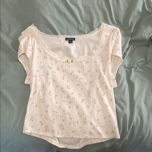 Wild Fable Cream Cap Sleeve Embellished Blouse